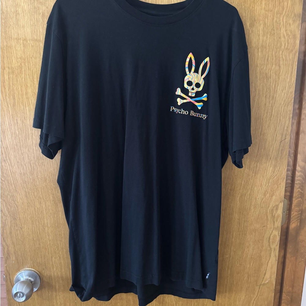 Psycho Bunny Black T‑Shirt with White Logo
